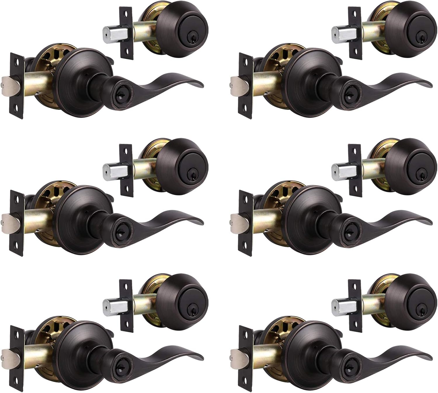 home improvement direct Exterior Door Handle with Deadbolt, Oil Rubbed