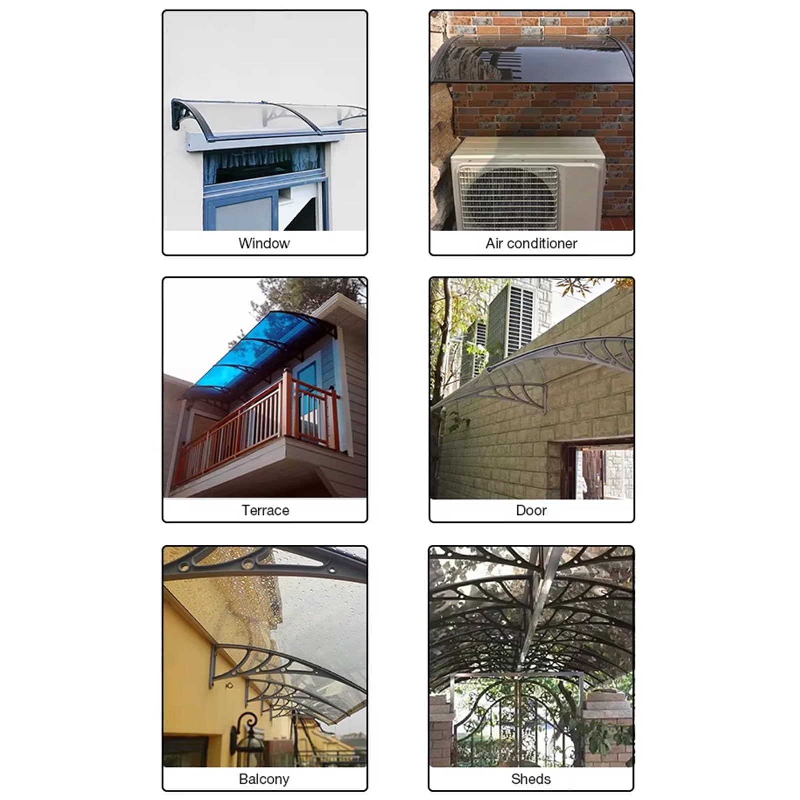Przezroczysta markiza na drzwi, ochrona na patio, ochrona przed promieniowaniem UV i deszczem, plastikowy i stalowy wspornik, idealny do wejścia i balkonu (80 x 180 cm)