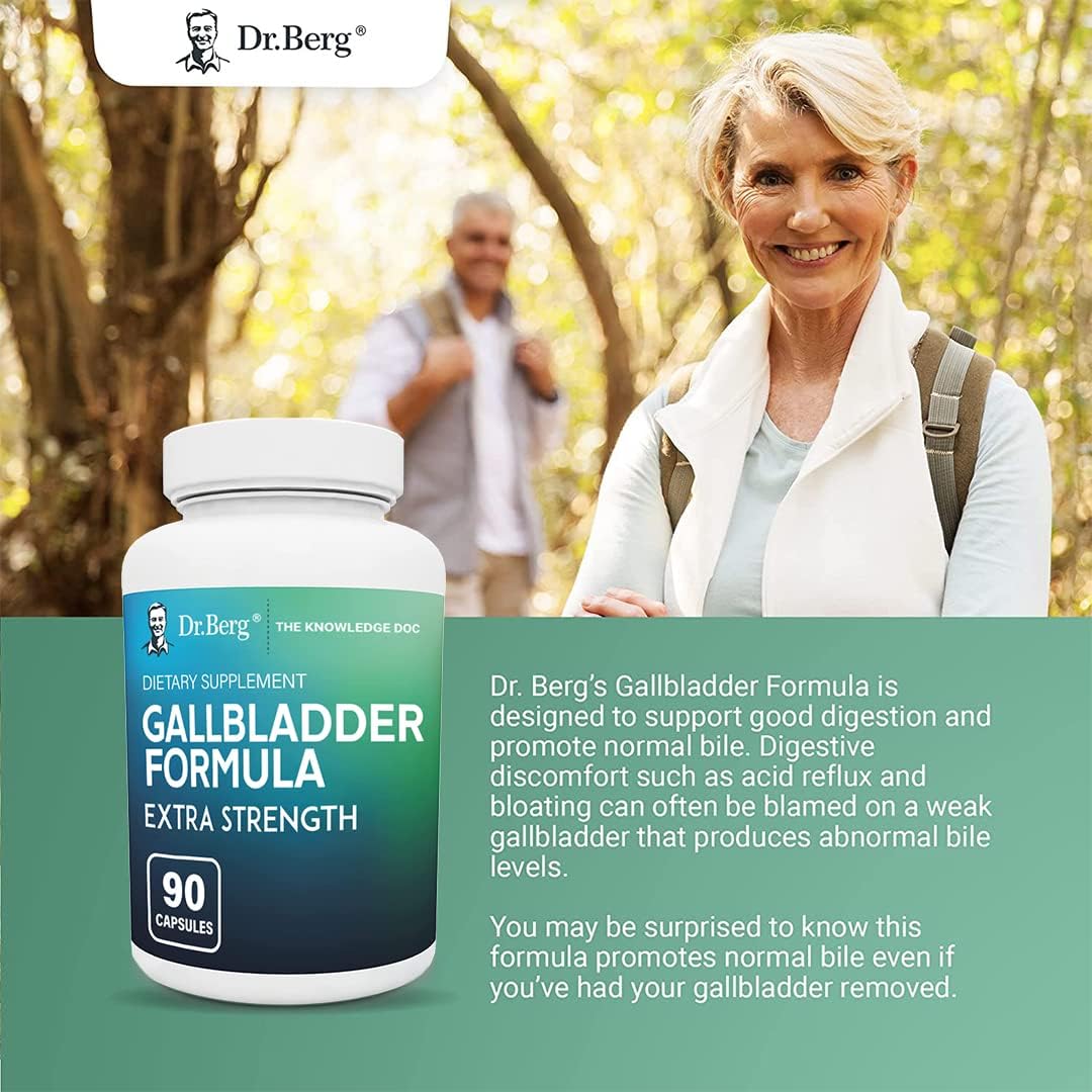 Dr. Berg’s Gallbladder Formula Contains Purified Bile Salts, 90 capsules, Enzymes to Reduce Bloating, Indigestion & Abdominal Swelling - Better Digestion, Improved Absorption of Nutrients & More Satisfied After Meals : Health & Household