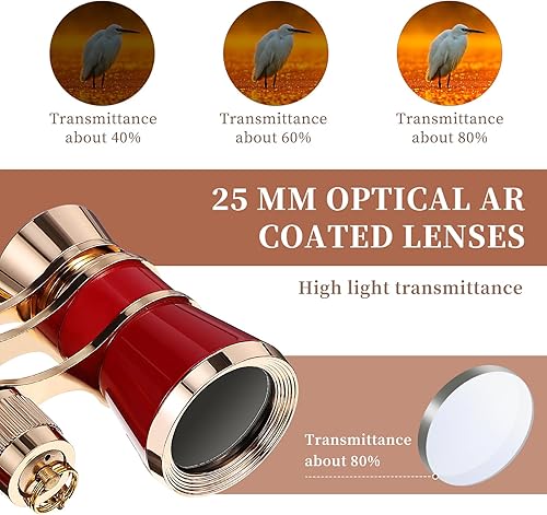 Miniatura 3 de Lentes de ópera de 3 x 25 pulgadas, mini binoculares compactos, ligeros, anteojos de teatro con cadena para adultos, niños, mujeres, teatro, ópera