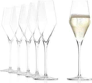 Stölzle Lausitz champagne glasses Quatrophil 292ml, set of 6 champagne glasses, like mouth-blown, dishwasher safe, high qu...