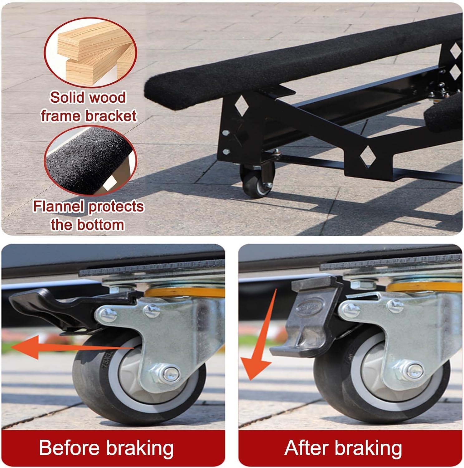 Universal Watercraft Dollys, Heavy Duty Boat Storage Trailer Stands with 4 Casters and 2 Brakes, Jet Ski Stand PWC Cart for Kayaks, Jet Skis, Speedboats(Black-B)