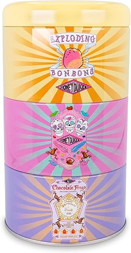 Harry Potter Honeydukes - Juego de 3 latas apilables de velas perfumadas de cera de soja, con fragancias únicas, tiempo de combustión de 25 horas