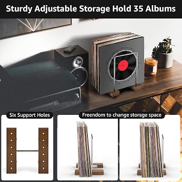 Vinyl Record Storage Holder, Vinyl Album Display Stand for 35 Single LPs