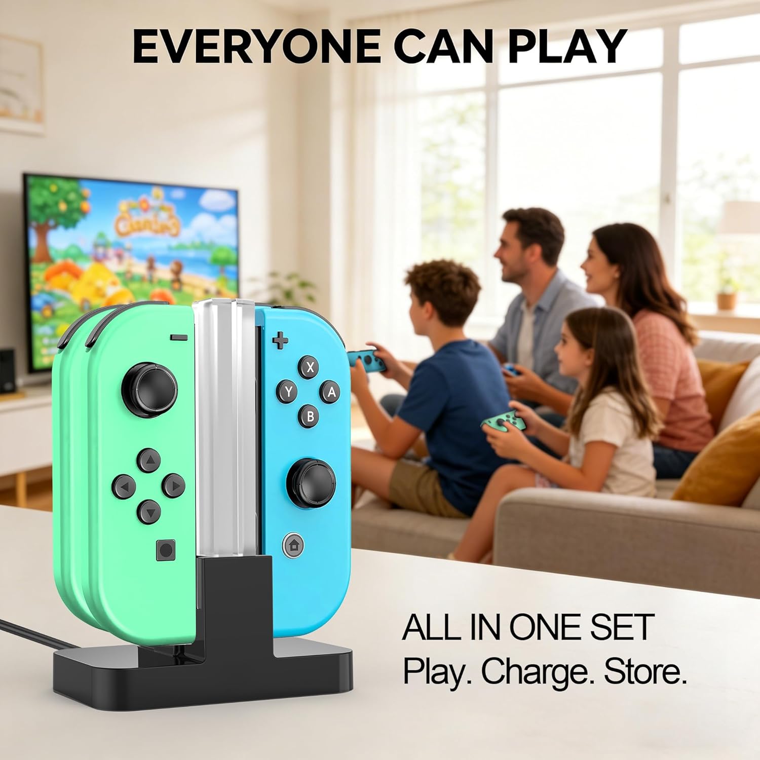 SWTOTK Switch Controller Bundle for Oled Lite,Wireless Joy Remote Controllers with No Drift Hall Effect Joysticks,Motion Control,2-in-1 Best Budget Cons with Charging Dock 4-Slot,One Blue 1 Green
