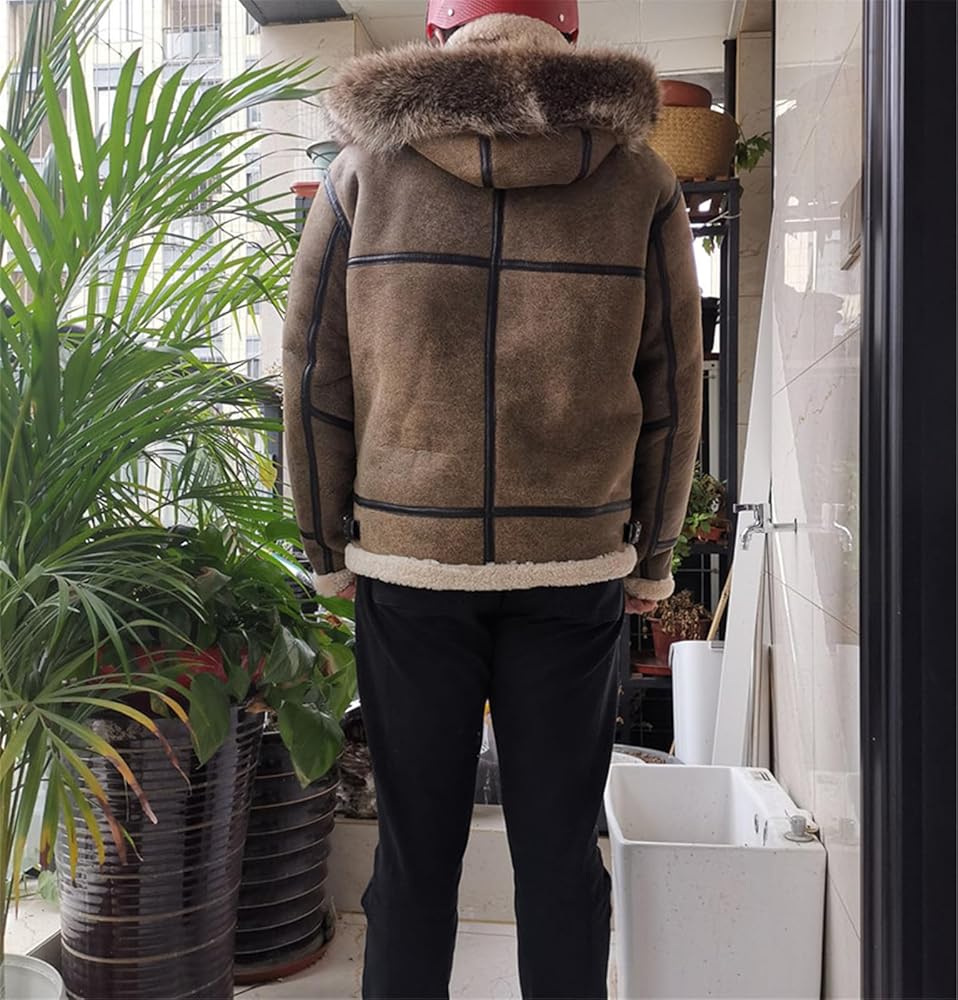 Kelsiop Winter Sheep Fur Coat Men's Clothing Leather Fur Coat