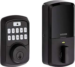 Weiser Aura Matte Black Bluetooth Door Lock, Remote Sharing Compatible with Alexa and Google Assistant, Auto Lock, Create, Disable and Delete Codes Via App, Scheduled and Maintain up to 250 Codes