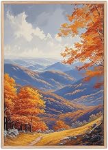 Shenandoah National Park Autumn Mountain Landscape Oil Painting Style Wall Art Blue Ridge Mountains Poster Print or Canvas for Living Room Decor USA Gift