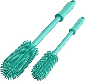 Long Silicone Bottle Cleaning Brush | 2 Pack| 16+13Water Bottle Brush Cleaner Brush for Hydro Flask,Glassware,Vacuum Sports Bottle&Vases,Silicone Water Bottle Cleaner Brush for Narrow Neck