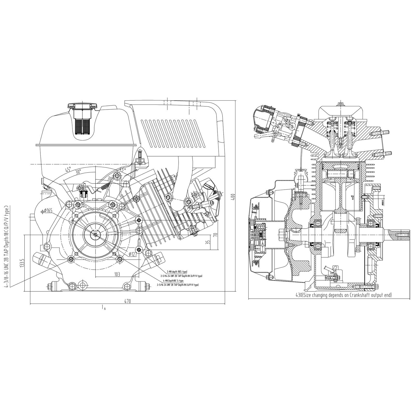 LIFAN 190 Handstart Benzinmotor mit 15 PS (10 kW) Einzylinder für Kleinmaschinen & Karts, luftgekühlter 4-Takt Motor mit 25 mm Kurbelwelle und OHV-Ventilsteuerung