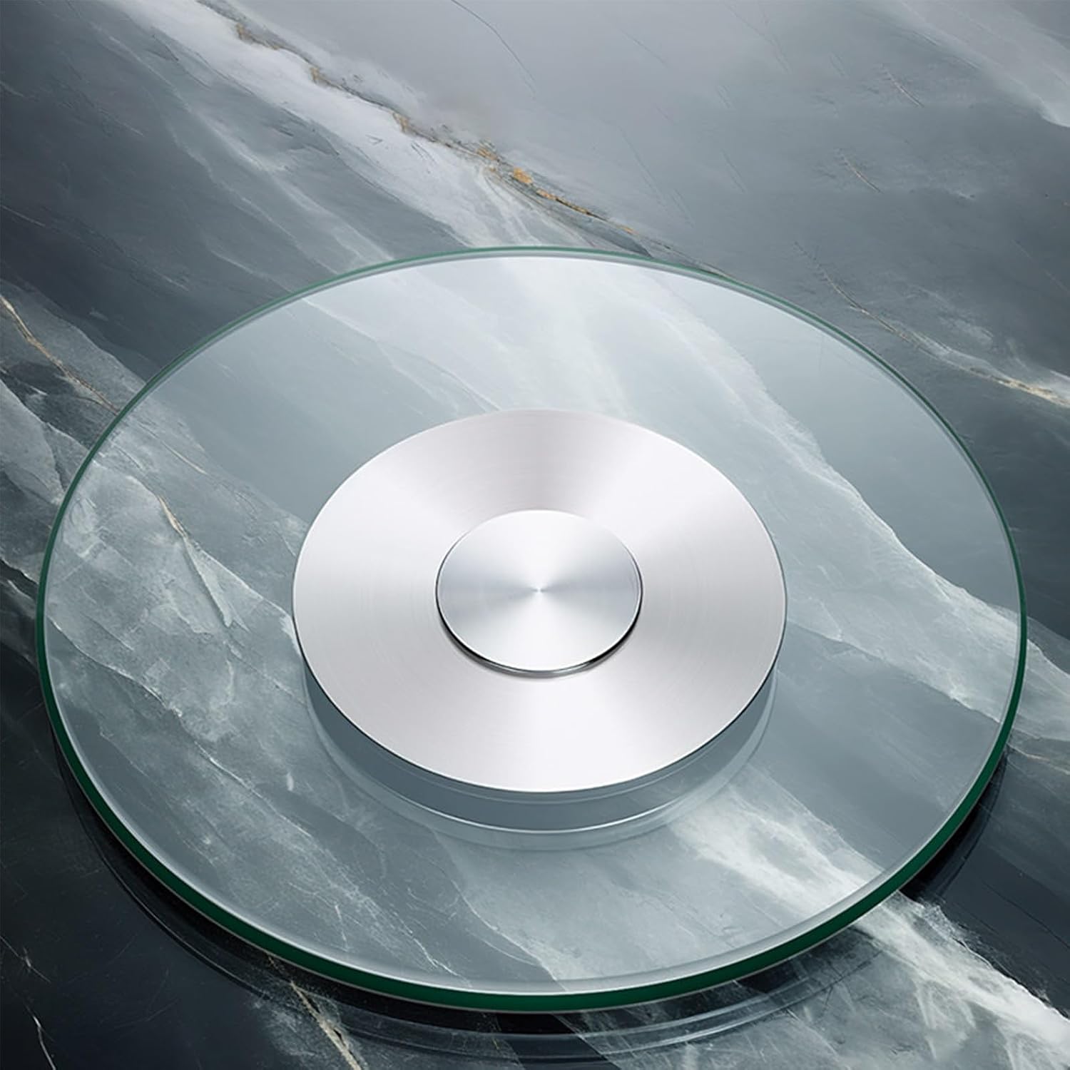 Round Lazy Susan Dining Table Swivel Large Tabletop Serving,Tempered Glass Round Clear,360° Rotation Round Clear Tabletop Rotating Tray,for Family Gatherings, Banquets, Weddings