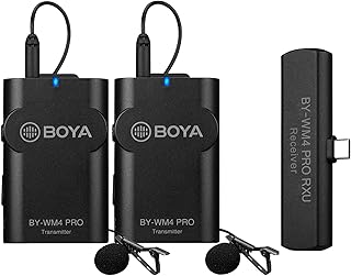BY-WM4 Pro-K6 2.4 GHz Wireless Lavalier Microphone System Compatible with Android devices and other Type-C devices,Great for TikTok YouTube Facebook Live Stream Vlog Video Recording