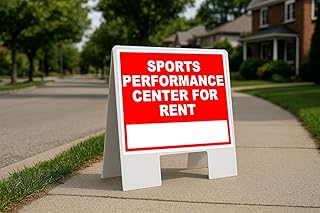 Sports Performance Center For Rent Write On Me Red Folding Coroplast A-Frame with Double-Sided 23in x23in