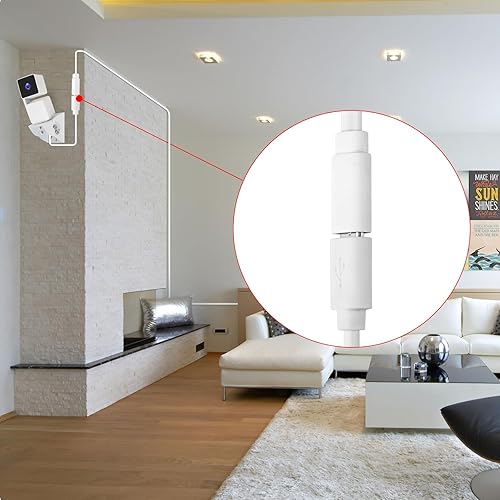 Miniatura 5 de Uogw Paquete de 3 cables de extensión micro USB de 90° compatibles con Wyze Cam Pan v3 y Wyze Cam v3 Pro, cable extensor macho a hembra de 5