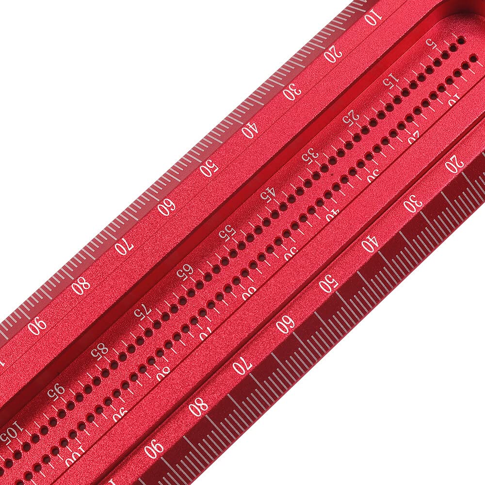 VIDOO Marcador Línea Precisión TS Carpintería Regla T Aleación Aluminio Calibre Marcado Posicionamiento Agujeros-600mm