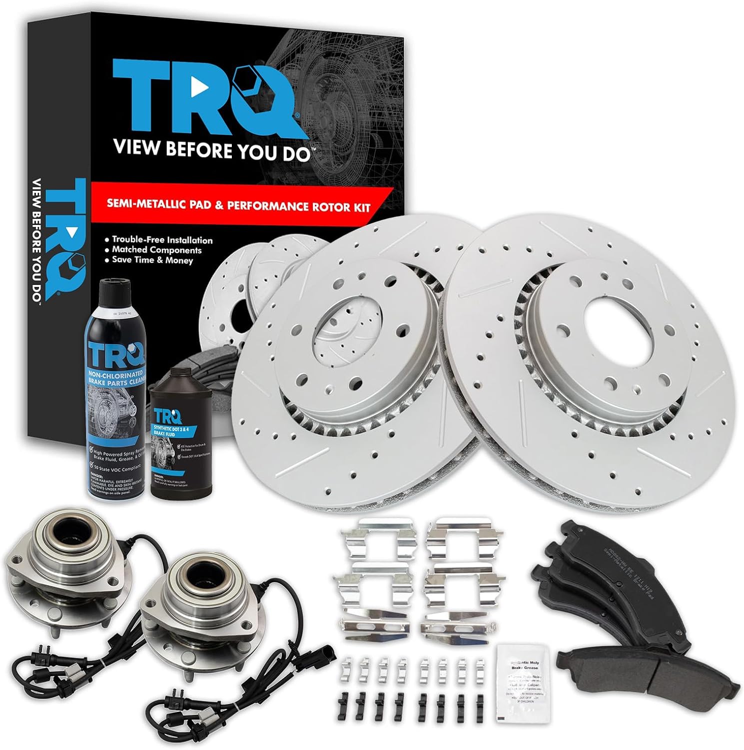TRQ Performance Front Brake Pad & Rotor Kit Compatible with Buick Chevrolet GMC Isuzu Saab