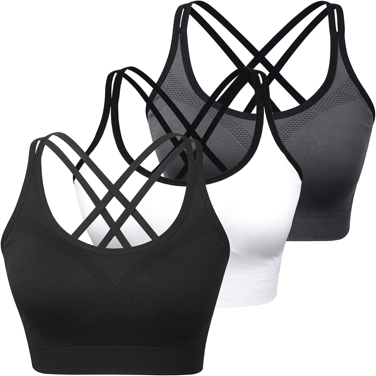 Cross Back Sports Bra for Women Padded Medium Support Workout Bra