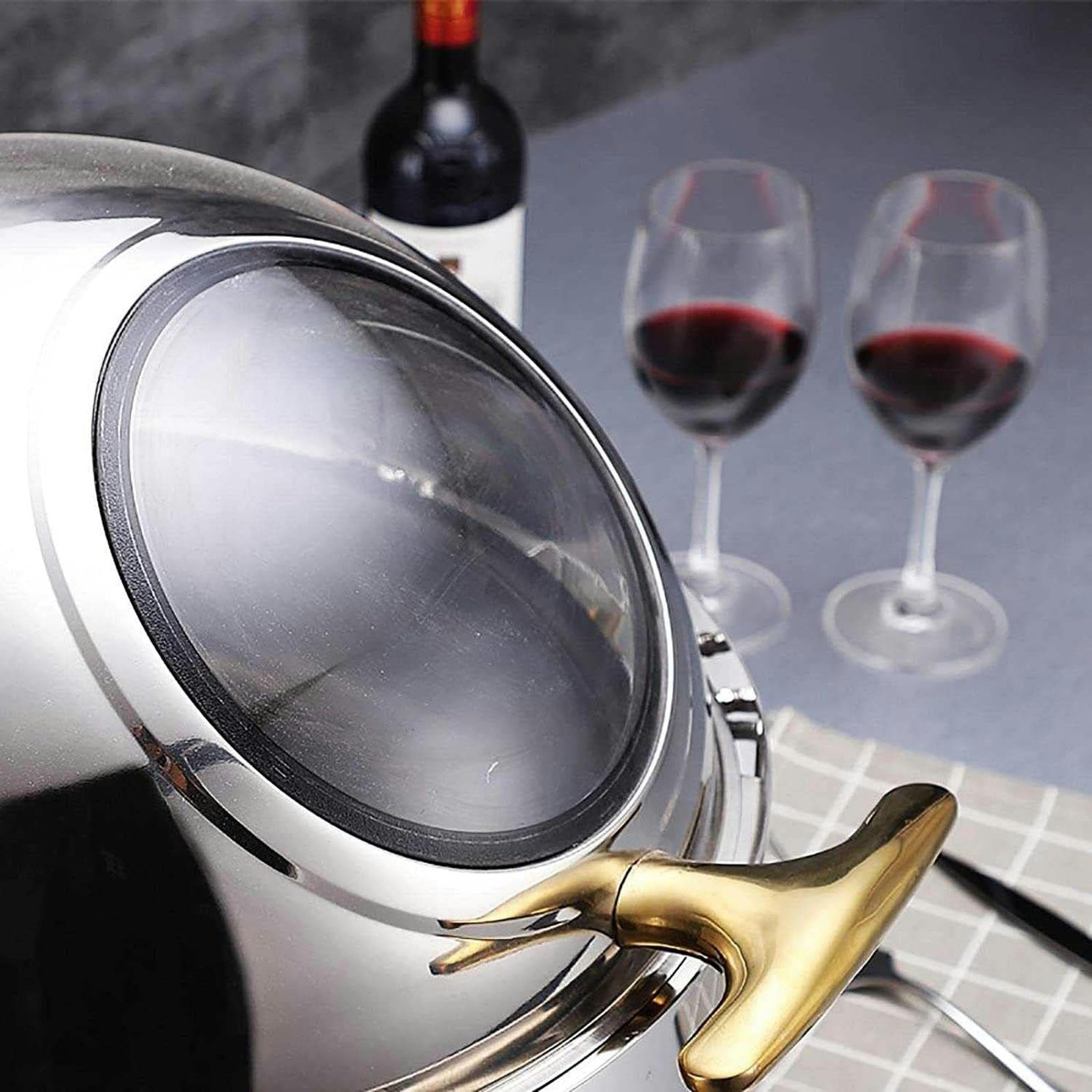 Scaldavivande in acciaio inox, set scaldavivande per buffet, con supporti per carburante, padella per cibo e vaschetta dell'acqua, per matrimoni, feste, banchetti, eventi di catering, naturale, 48,2 x