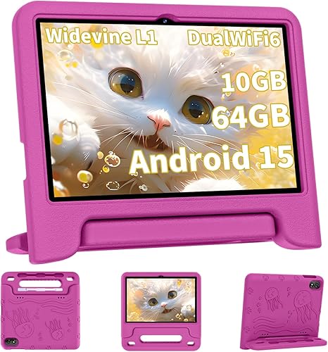 COLORROOM Tablet Android 15 actualizada 2026, tableta para niños de 10 pulgadas, CPU Octa-Core, 10 GB+64 GB+1 TB Expandir tabletas para niños con