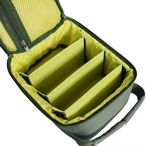Miniatura 5 de Carrete y bolsa de engranajes portátil impermeable con 3 divisores ajustables para spinning, baitcasting, carretes de mosca (verde militar)