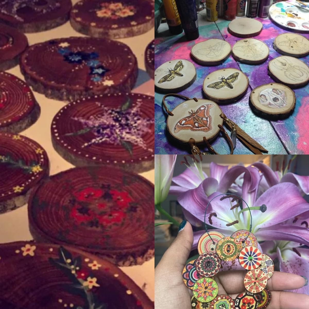 Natural Wood Slices for Crafts, 1.2"-2.5" Mini Assorted Unfinished Wood Tree Bark Round Log Discs for Arts & Crafts Christmas Ornaments Wedding Centerpieces (Assorted Size - 8OZ)