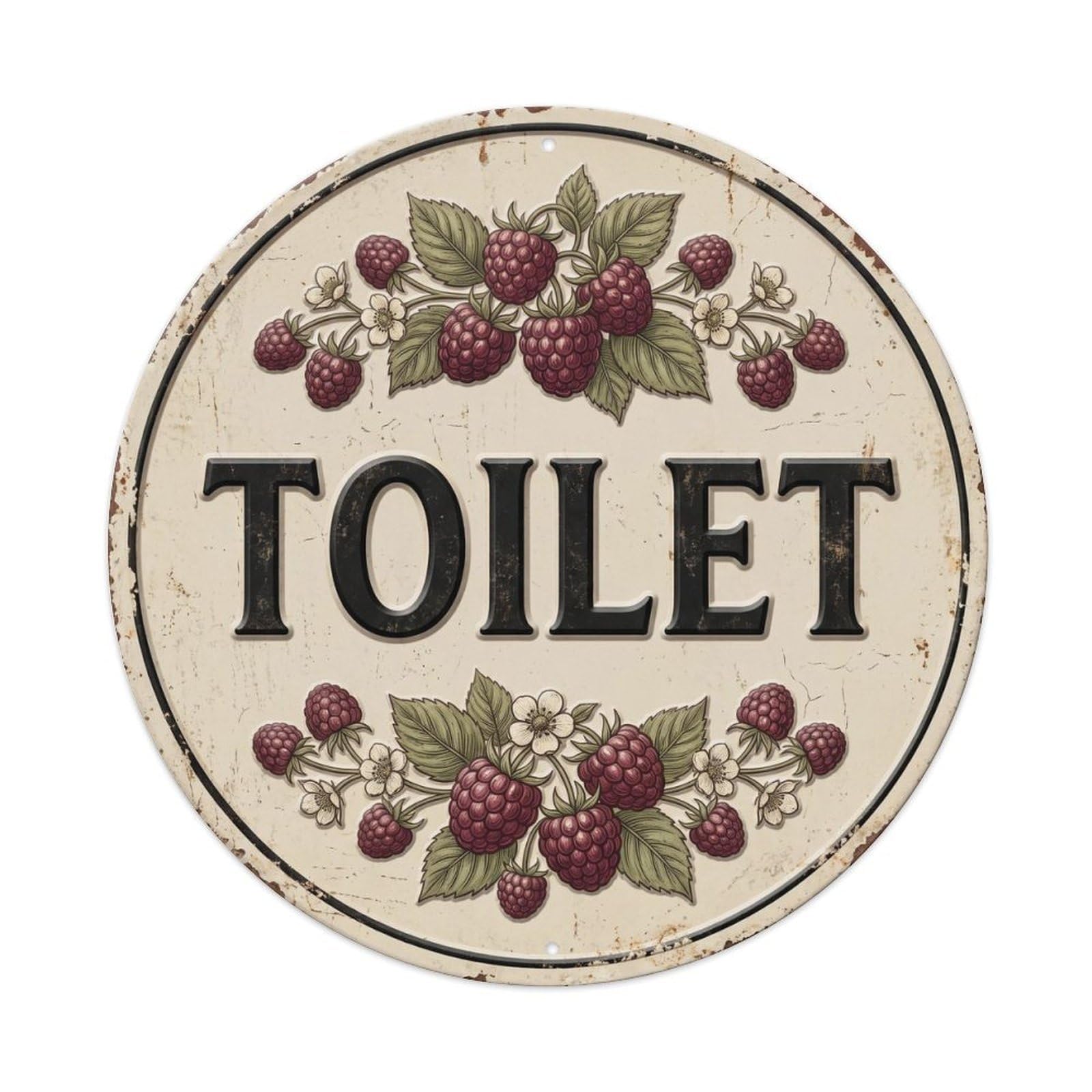 Okahys 8X8inch(20X20cm) Toilet(Wc) Signage Raspberry Vintage Metal Tin Sign