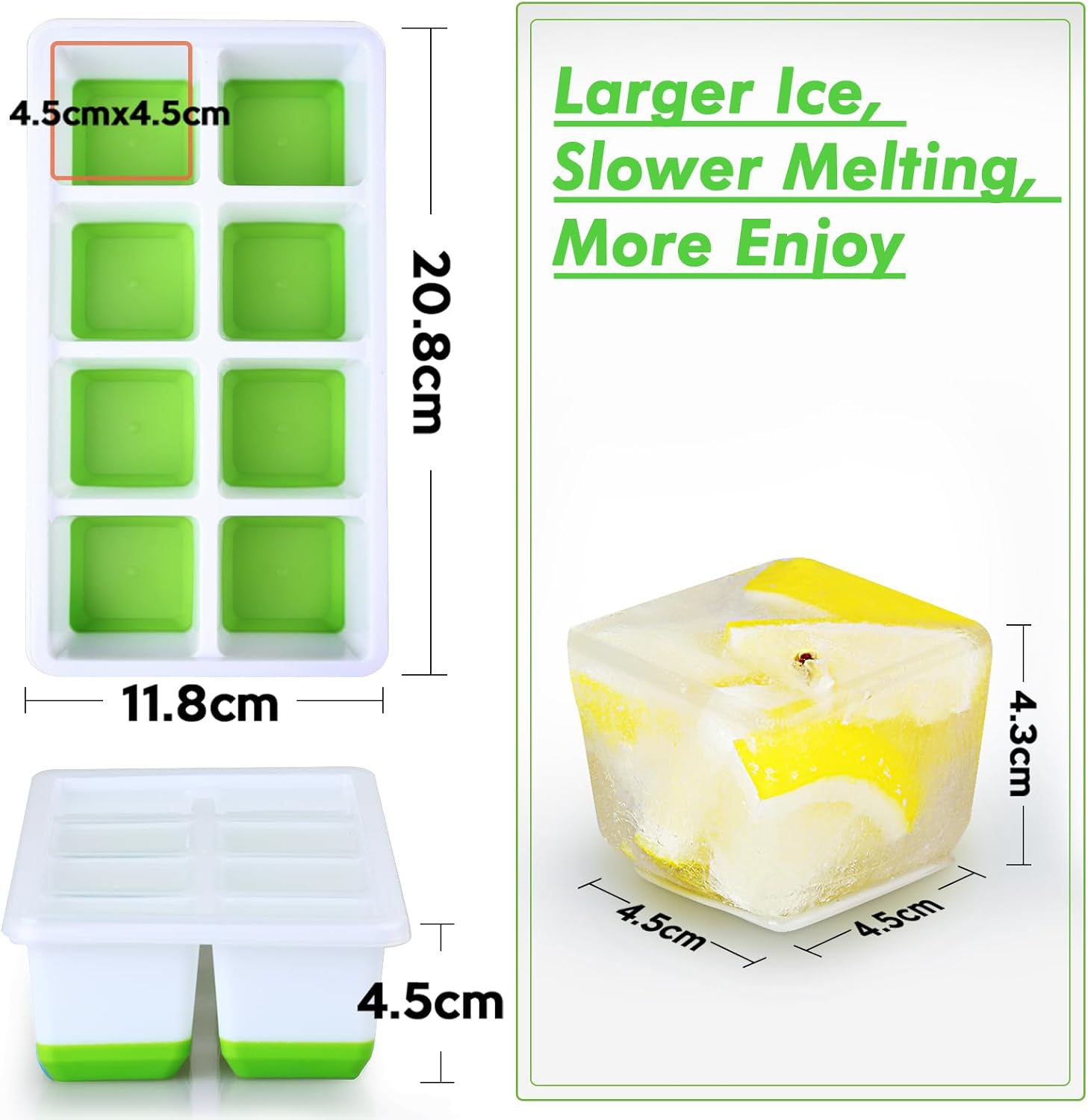 Lar Ice Cube Trays with Lid, Staable Silicone Ice Cube s