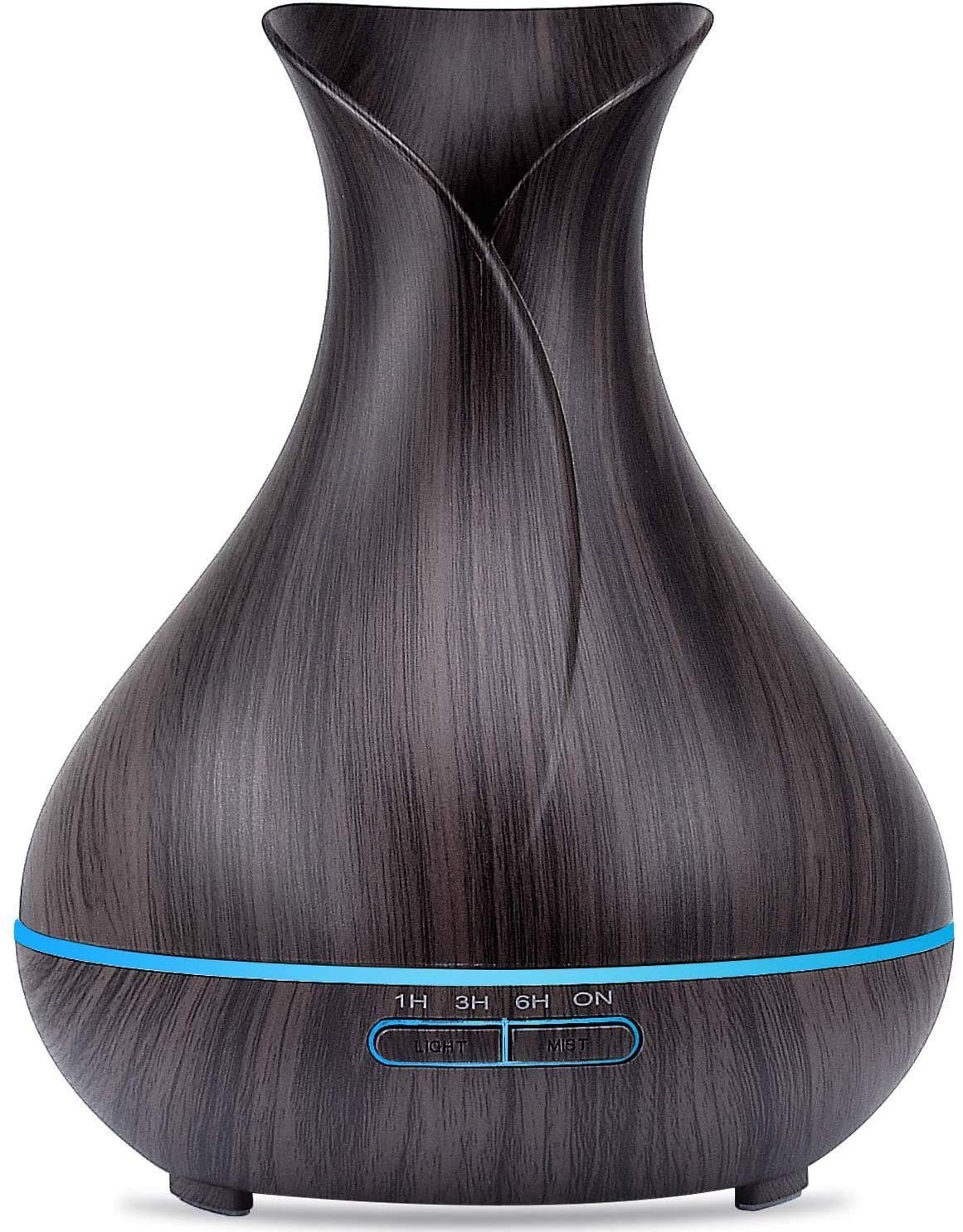 Homarket Essential Oil Diffuser, 400ml Ultrasonic Cool Mist Humidifier with Waterless Auto Shut-Off and Cleaning Kit for Home, Yoga, Office, Spa, Bedroom, Baby Room - Wood Grain