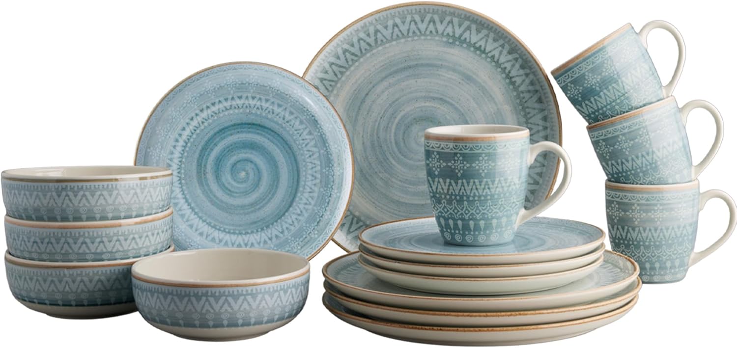 Hand-Painted Blue Earthenware Dinnerware Set 16 Togo Ubuy