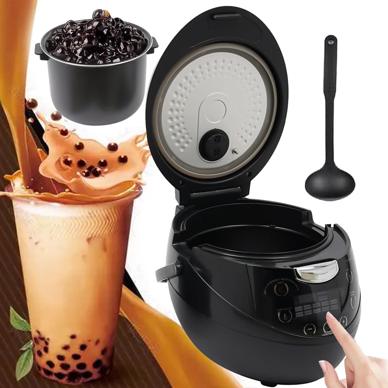 Commercial Pearls Cooker - 6L/8L Automatic Bubble Tea Maker with Smart Touch Control/Anti-scalding Handle, 900W/1350W Non-Stick Pot for Tapioca Pearls, Milk Tea & Desserts,6Lyellow