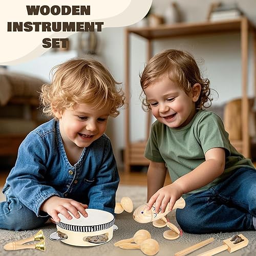 Miniatura 4 de Ehome Instrumentos musicales para niños pequeños de 1 a 3 años, instrumentos de percusión de madera, juguetes musicales para niños, instrumentos