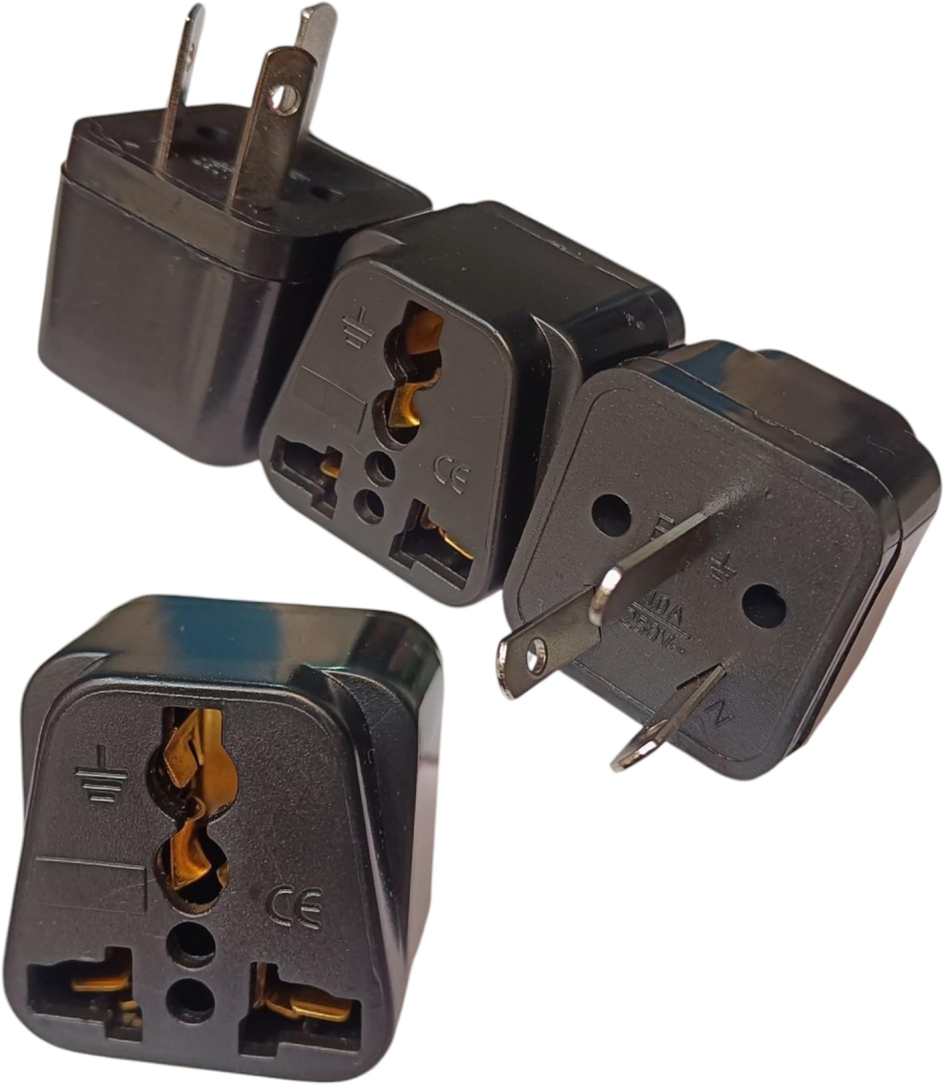 Universal Travel Adapter Type I Plug Converter for India to Australia, New Zealand, China & More, Pack of 4, Black