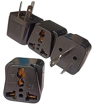 Universal Travel Adapter Type I Plug Converter for India to Australia, New Zealand, China & More, Pack of 4, Black