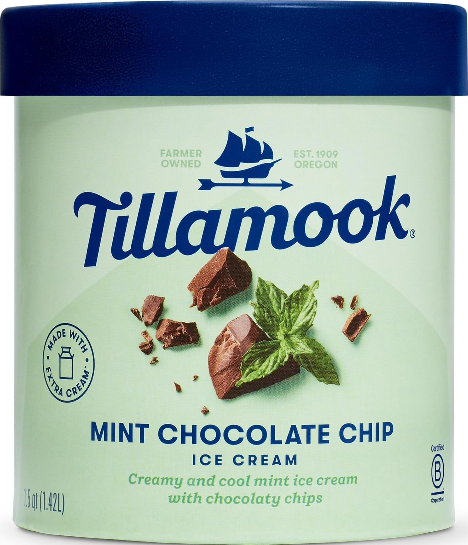 Tillamook Mint Chocolate Chip Ice Cream, 48oz
