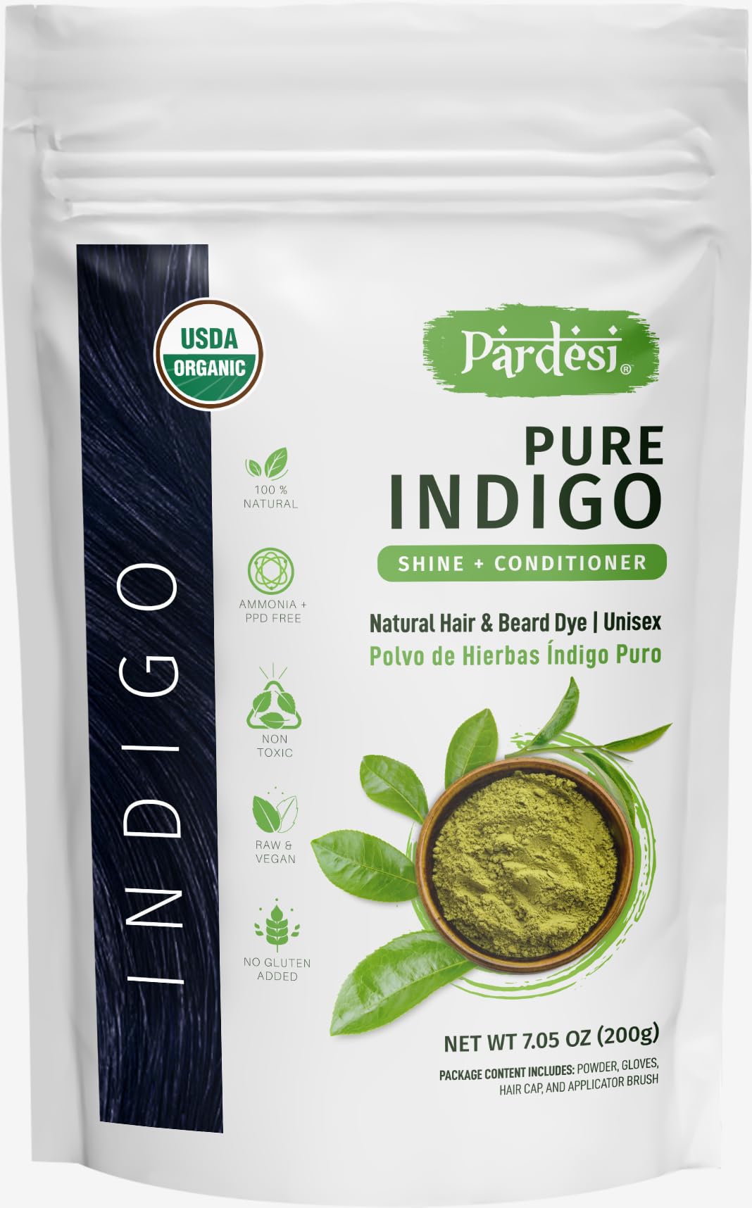 Amazon.com : Pardesi Organic Henna Pure Indigo 200g - Natural Hair