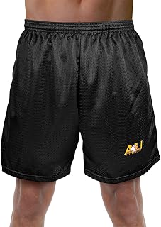 Collegiate Official NCAA Men's Athletic Mesh Lined Workout Gym Shorts 7" Inseam Primary Logo Collection, Black