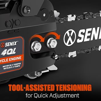 SENIX 16 Gas Chainsaw 46cc 4-Stroke Gas Powered Chainsaws, Cordless Chain Saw with Loop Handle for Wood Cutting and Tree Trimming, Low Emissions & Easy Maintenance, CS4QL-L3
