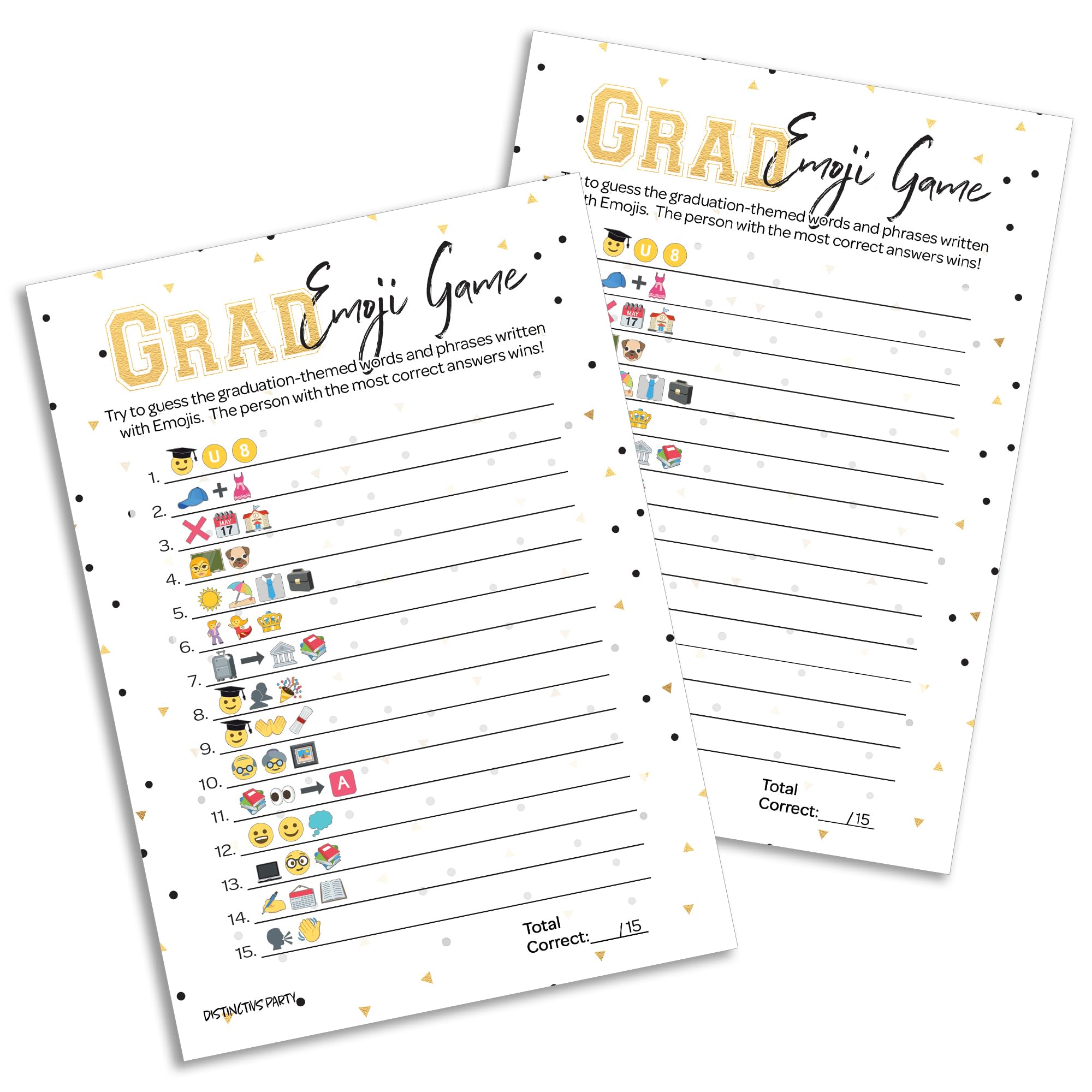 DISTINCTIVS Graduation Emoji Game, Graduation Game for Parties, Grad Party Game - 25 Count