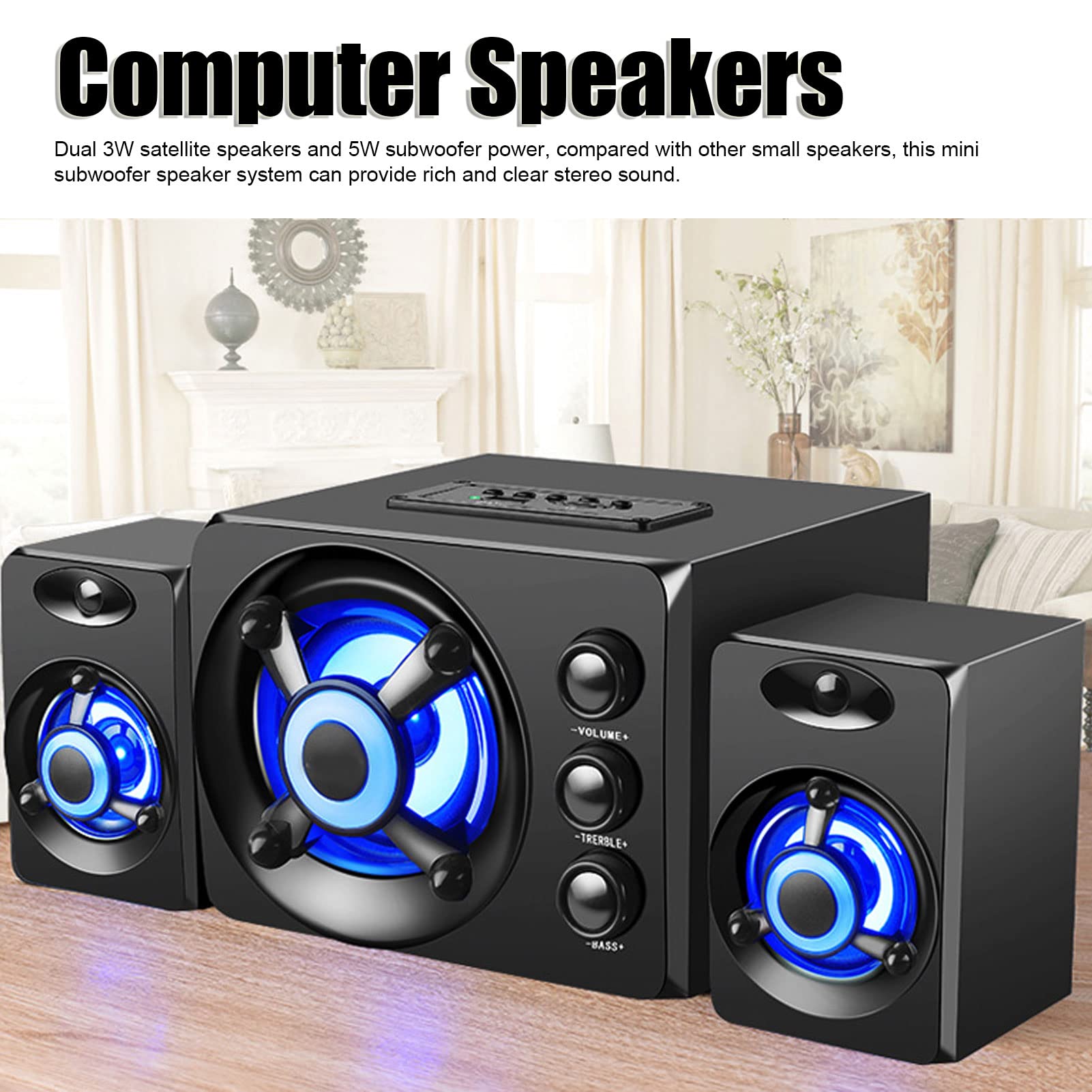 Głośnik Komputerowy Subwoofer Stereofoniczny 2.1 Zasilany Przez