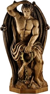Le Génie du Mal - Majestic Lucifer Statue, Handcrafted Woodcarved Satanic Artifact for Home Altar Decor (Wood)