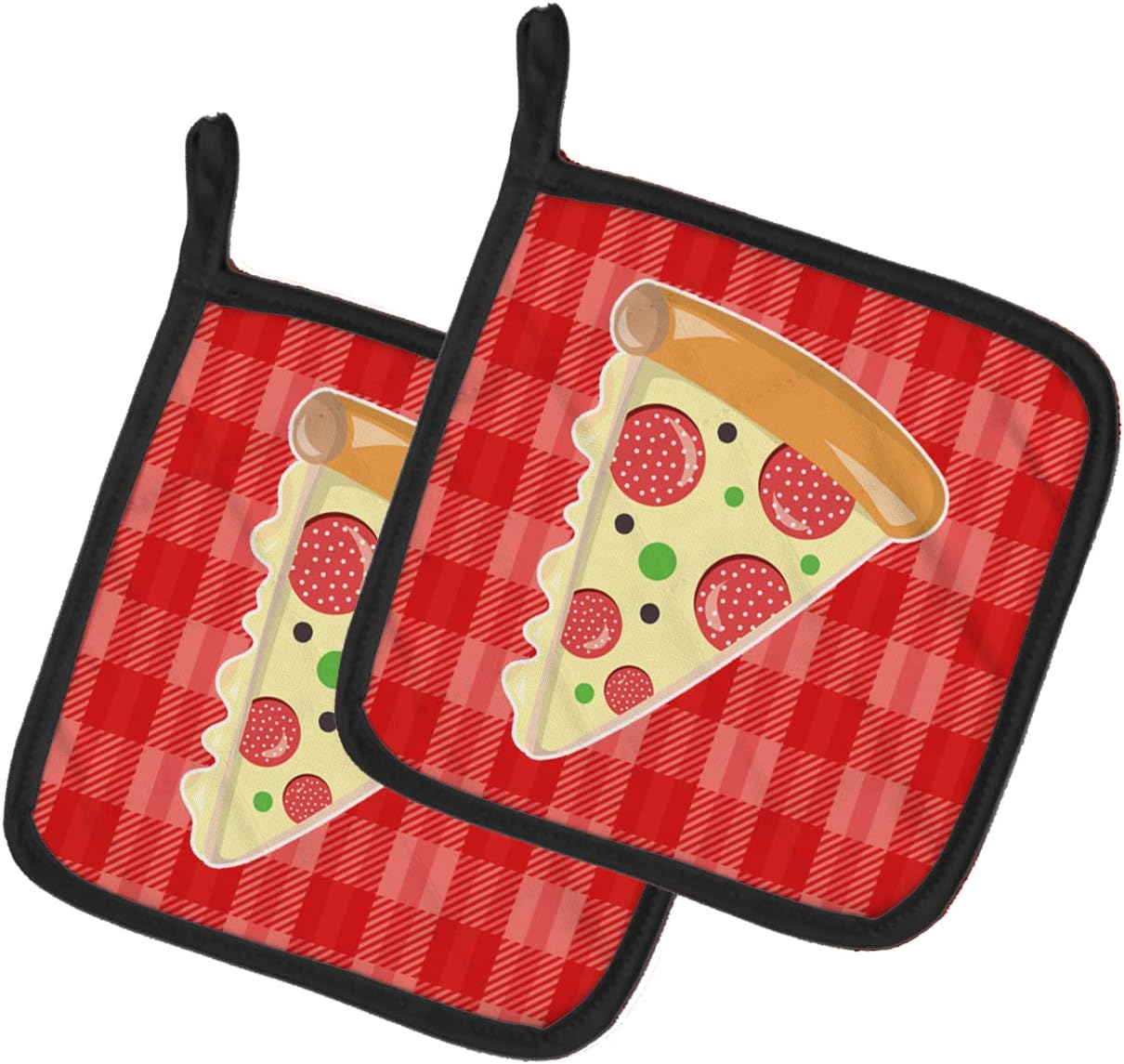 Caroline's Treasures BB7057PTHD Slice of Pizza Pair of Pot Holders Kitchen Heat Resistant Pot Holders Sets Oven Hot Pads for Cooking Baking BBQ, 7 1/2 x 7 1/2