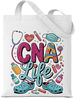 Nurse Canvas Tote Bag for Women Cute Reusable Grocery Shoulder Bag Gifts for Nurse