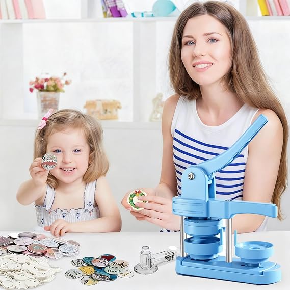 Button Maker Machine Kit 58mm(2.25in) DIY Pin Badge Press with 100 Buttons, Custom Pin Maker for Crafts, Parties & Gifts