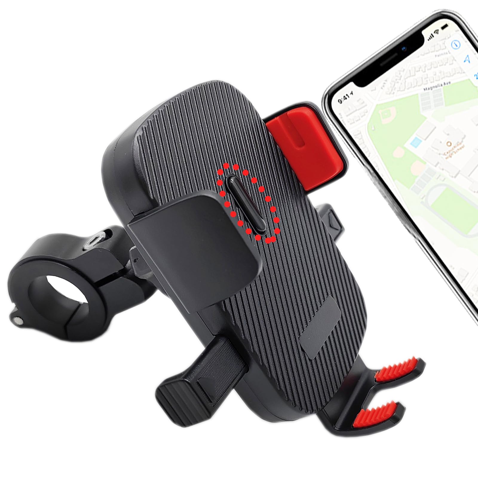 Bike Phone Mount,Motorcycle Phone Mounts, Aluminum Alloy Mounting Base Handlebar Cellphone Holder for Bicycle Motorcycle ATV Mirror Pole Fits 4''-7'' Smartphones (Bike Phone Mount)
