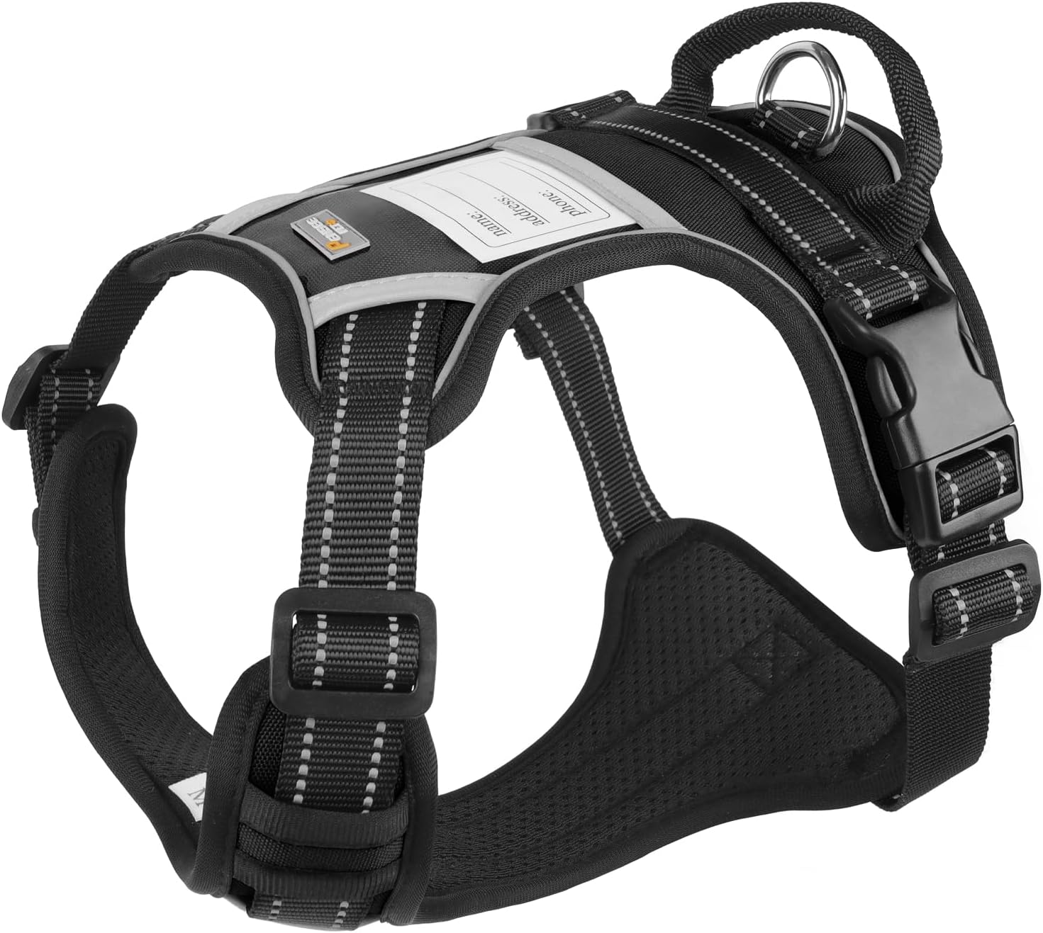 Dog Harness No Pull Dog Harness with 2 D-Ring,Adjustable Reflective Soft Padded Dog Vest Oxford Vest and Handle for Large Dogs Black,L