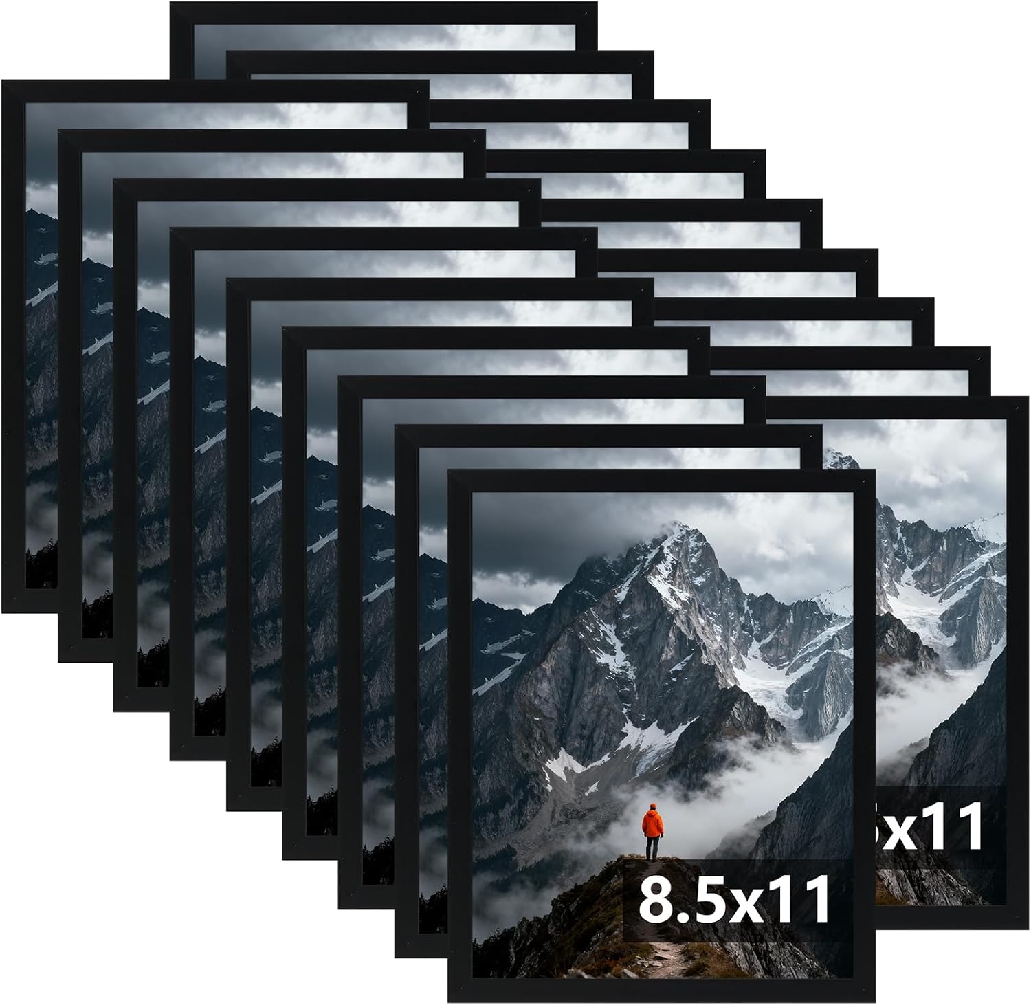 Giftgarden 8.5x11 Picture Frame Set of 18, Multi 8.5 by 11 Certificate Frames Bulk for Award Diploma Document office Wall or Tabletop Display, Black