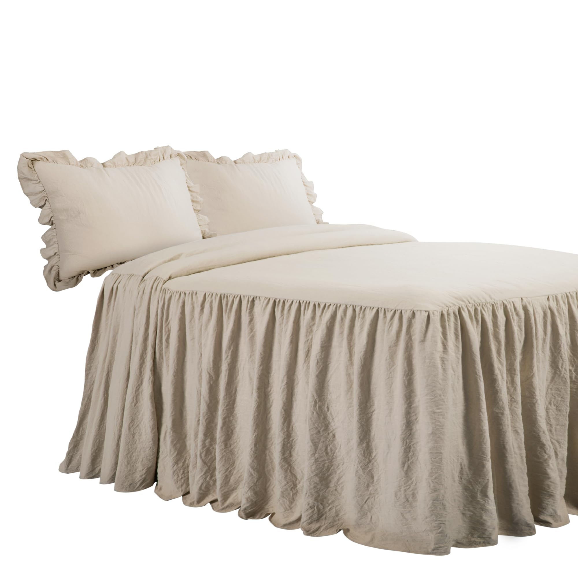 Lush Decor Set di biancheria da letto con gonna a volant, 3 pezzi, lussuoso set di biancheria da letto in stile rustico, elegante e affascinante, stile senza tempo e design classico, morbido e