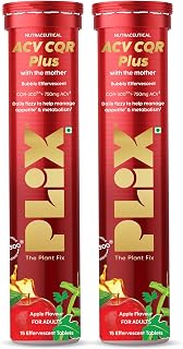 PLIX ACV CQR Plus Effervescent | Clinically Studied CQR-300® & Apple Cider Vinegar | Supports Fat Reduction, Waist & Hip S... Price In India