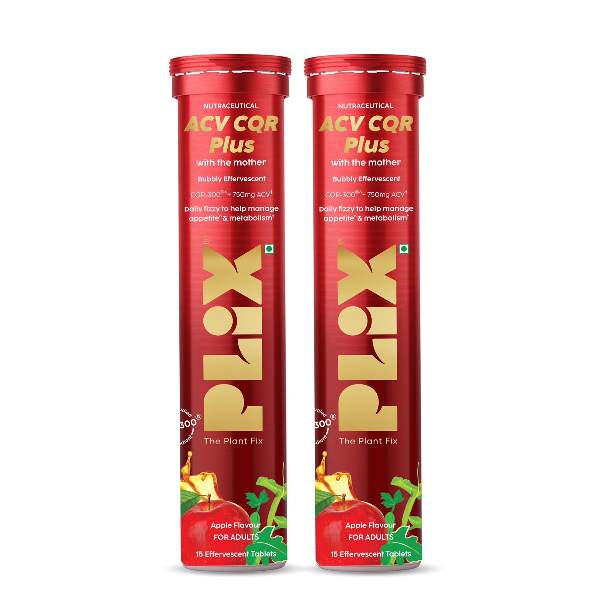ACV CQR Plus Effervescent | Clinically Studied CQR-300® for GLP-1 Support | Helps Reduction in Fat, Waist & Hip Circumference, Metabolism & Appetite Control | Pack of 2