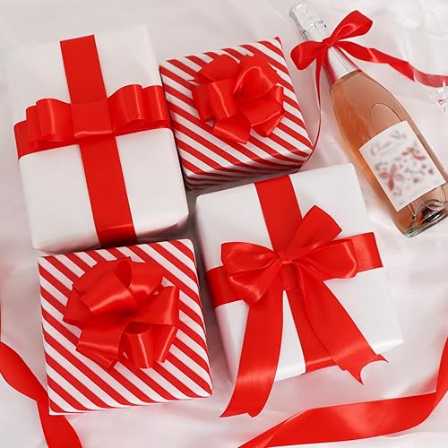 Vista 5 de TONIFUL 100 yardas de cinta roja de 1-1/2 pulgadas de satén para envolver regalos, envolver ramos, hacer flores eternas, fajín para silla de boda